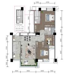 成都轨道崔家店十里风和小区1期3室2厅2卫115.00平户型