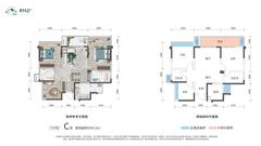 郊野天宸小区1期3室2厅2卫96.20平户型
