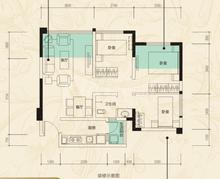 翔宇榜样家3室2厅1卫74.33平户型