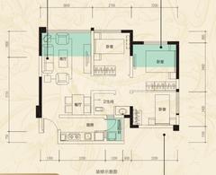 翔宇榜样家3室2厅1卫74.33平户型