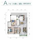翡翠滨江苑1期3室2厅2卫89.00平户型