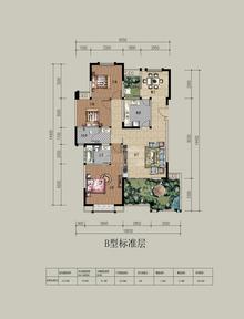 瑞居绿岛3室2厅2卫134.98平户型