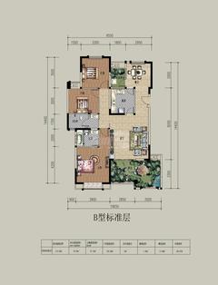 瑞居绿岛3室2厅2卫134.98平户型
