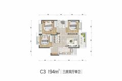 同森锦逸1期3室2厅1卫95.01平户型