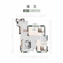 悦山兰庭1期3室2厅2卫88.00平户型