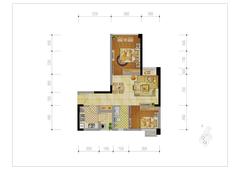 鼎城上都2室2厅1卫60.00平户型