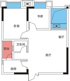 南岸华庭1期2室2厅1卫66.15平户型