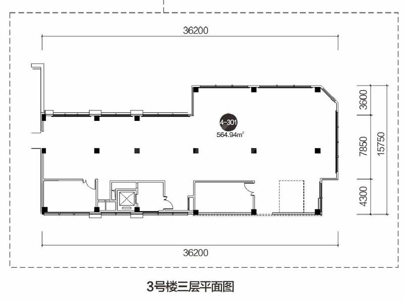 泊里中心1期3号楼3层底商户型图,564.94平米 成都透明房产网