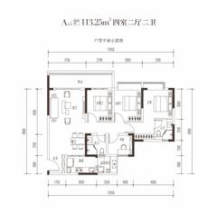 御园丰锦1期4室2厅2卫113.25平户型