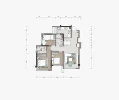 锦绣云川名邸1期3室2厅2卫85.00平户型