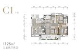 成都万达一号-3号地块万达华庭 3室2厅2卫 125.00平米