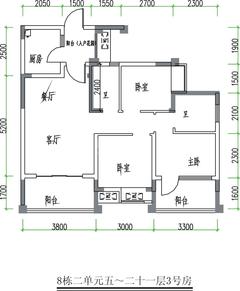 正成东区1号3室2厅2卫88.95平户型