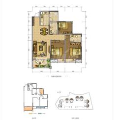 崇州·御澜山1期3室2厅2卫98.00平户型