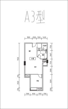 南棠蜜邸1室2厅1卫59.76平户型
