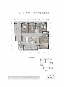 桂语江澜雅园1期4室2厅2卫139.00平户型