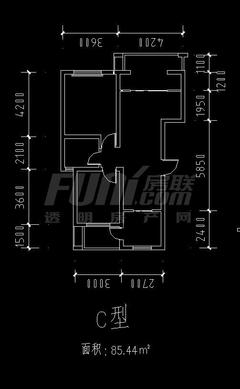 广泽长河郡3期奥格斯堡2室2厅1卫85.44平户型