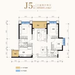恒大林溪郡3室2厅2卫116.00平户型