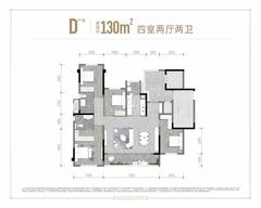 龙湖九里璟颂名邸1期4室2厅2卫121.13平户型