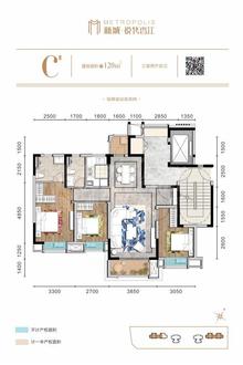 新城·悦隽香江1期3室2厅2卫120.10平户型