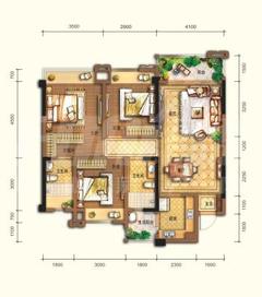 雍景澜庭1期3室2厅2卫110.00平户型