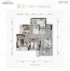 成都融创文旅城1期3室2厅1卫92.00平户型