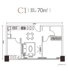 华庭悦璟小区70.00平户型