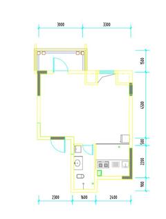 彭州市白鹿镇银杏枫丹酒店1室1卫44.31平户型