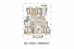 同森锦逸1期4室2厅2卫124.74平户型