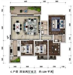蜀郡清上居4室2厅2卫129.96平户型