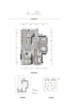 锦堂府1期3室2厅1卫97.00平户型