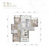 保利北新时区花园1期 4室2厅2卫 125.19平米