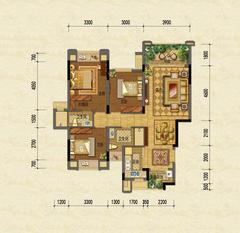 龙泽台（嘉裕第六洲3期）3室2厅2卫106.00平户型