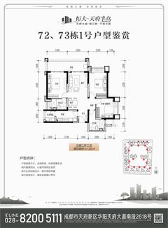 天纪小区(恒大天府半岛七期)3室2厅2卫120.00平户型
