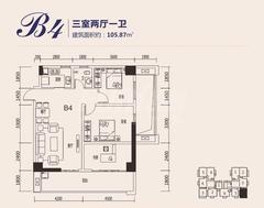 航利.星海湾三期北区（星海名门）3室2厅1卫105.87平户型