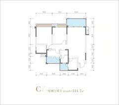 凯丽新城1期3室2厅2卫107.75平户型