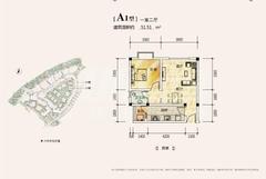 平乐上河郡1室2厅1卫51.51平户型