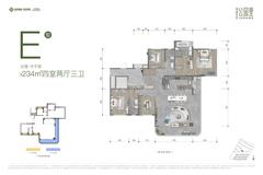 香城壹品府1期（泥巴沱公园里）4室2厅3卫234.42平户型