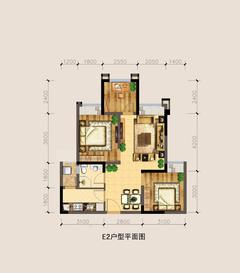 银海中心2室2厅1卫72.00平户型