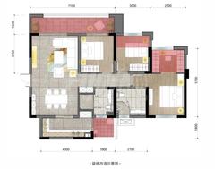 双楠悦天地逸都1期3室2厅2卫123.00平户型