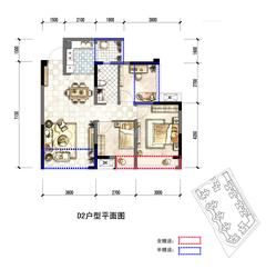 鼎犀名城3室2厅1卫75.35平户型