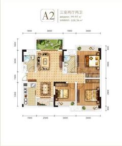 枫丹雅筑1期3室2厅2卫99.95平户型