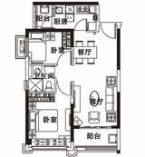 恒大曹家巷广场 2室2厅1卫 64.81平米
