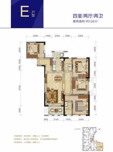 成都后花园四期城市商业广场4室2厅2卫126.96平户型