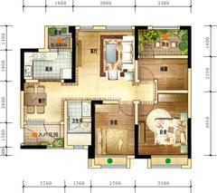 中节能新时代广场3室2厅1卫88.00平户型