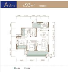 凯德世纪名邸3室2厅1卫95.39平户型