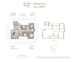 聚亿玺悦府1期4室2厅2卫129.00平户型