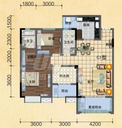 时代爵岭2期3室2厅2卫106.18平户型