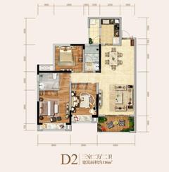 北辰香麓小区3室2厅2卫118.19平户型