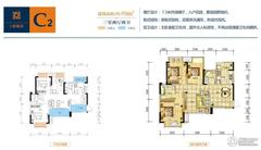 长虹和悦府3室2厅2卫89.00平户型