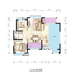 绵世溪地湾2期3室2厅2卫88.00平户型